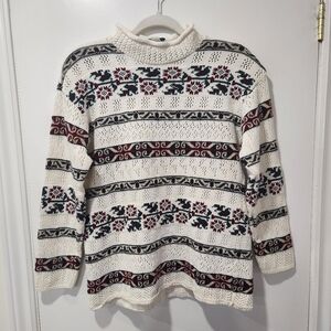 Vintage Great Lakes Country White Knit Turtleneck Sweater